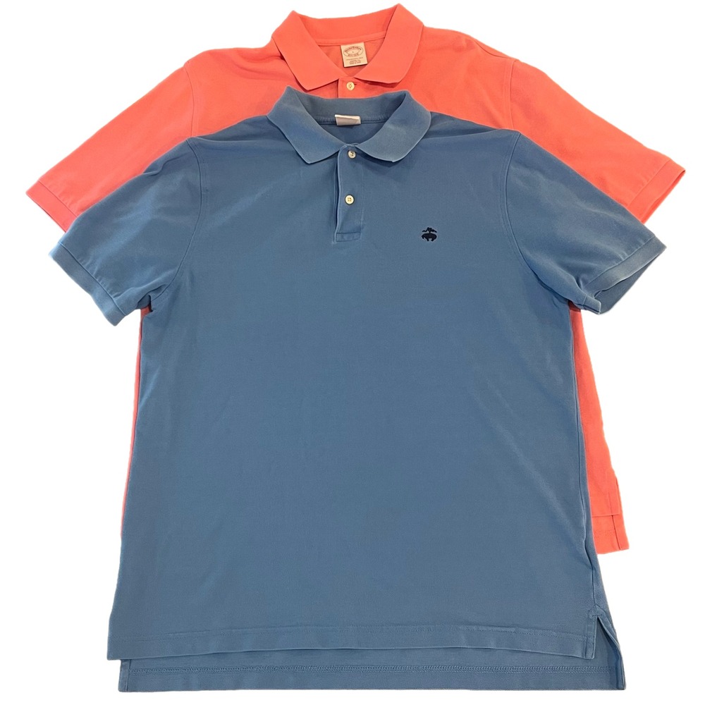 Brooks Brothers Polo Shirts Mens L Lot of 2 Pink Blue 1818 Performance
